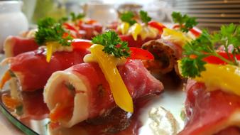 Bacon and vegetables appetizer