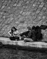 Guitar and people Water