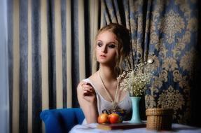 Model Portrait and apple