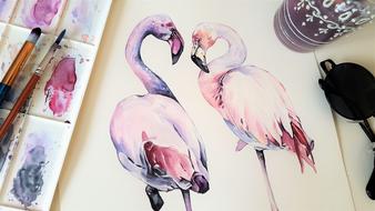 Art Painting The Greater Flamingo