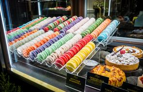 Colorful sweet desserts on display