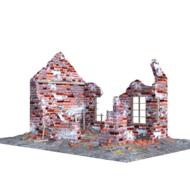 ruined house isolated bricks