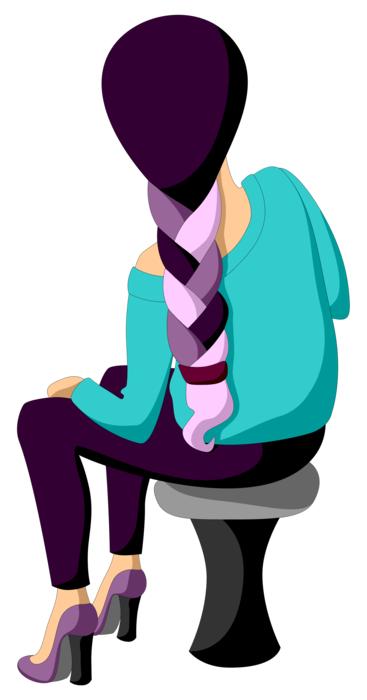 girl sitting pigtail behind spin