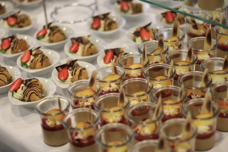 delicious sweet dessert in glasses