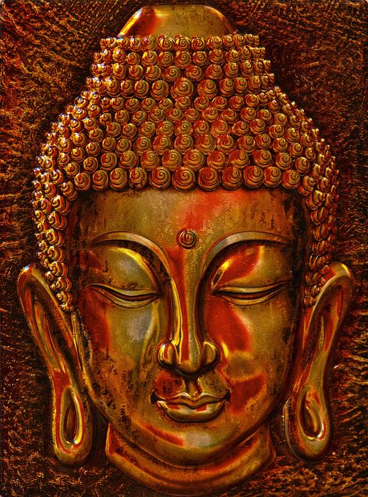 golden buddha sculpture face expression
