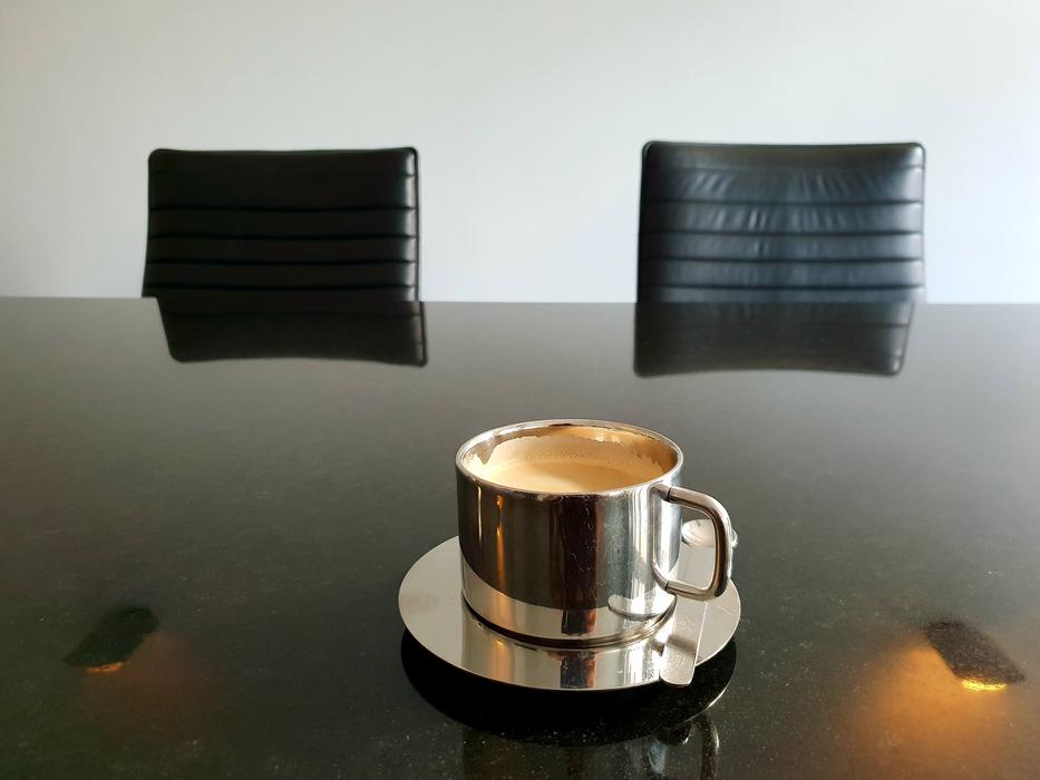 hot coffee on the office desk