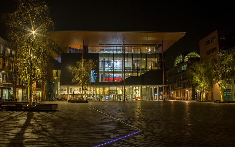 Horizontal Lit Architecture at night