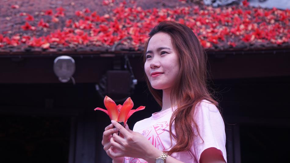 asian Beautiful Woman with flower