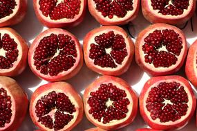 Delicious sweet pomegranates on the table