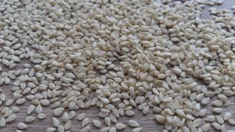 white sesame scattered on the table