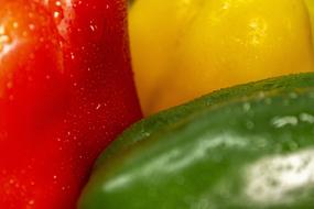 Close up of peppers with water droplets