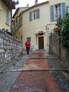 ladder with a man in the street