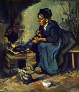 drawing of a woman at the stove