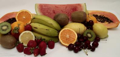 fruit display on white background