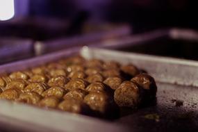 chocolate balls on a tray