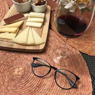 black plastic glasses on the table