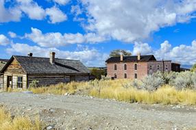 house buildings field view