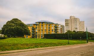 yellow city building