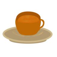 painted mug of hot coffee