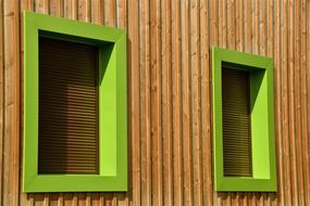 green framed wood window