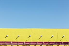 Ukrainian flag against the background of street lamps