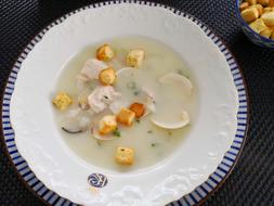 soup with fish and breadcrumbs