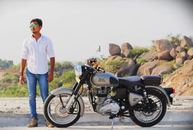 Person Bike Royal Enfiled
