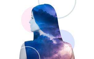 silhouette of a girl and clouds