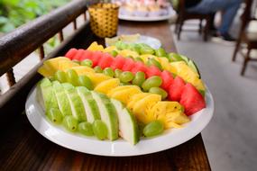 fruit cutting in a plate