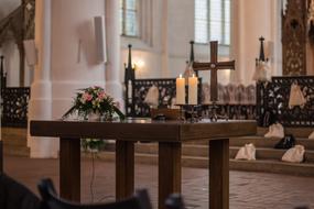 wooden table with candles