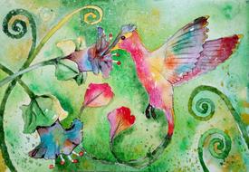 figure bird painting hummingbird