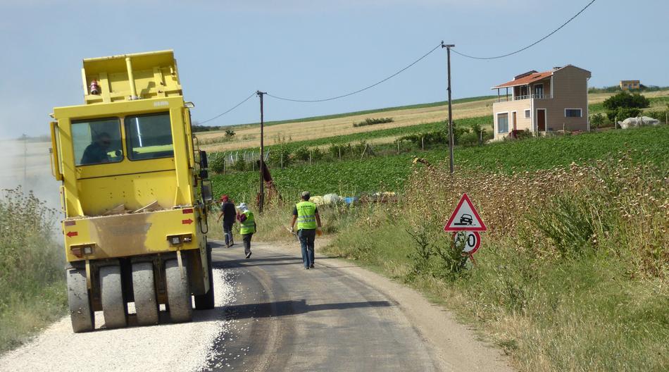heavy machinery makes patches on the roads