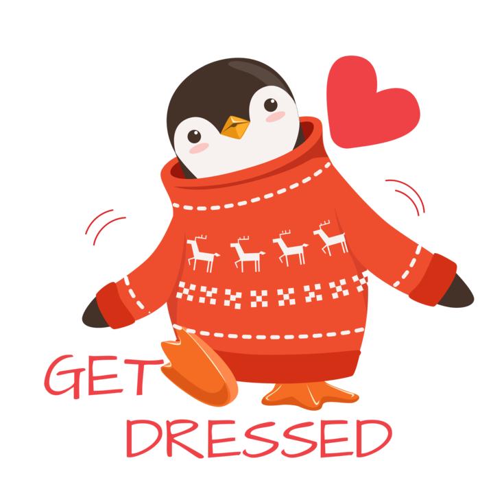 penguin sweater lettering look