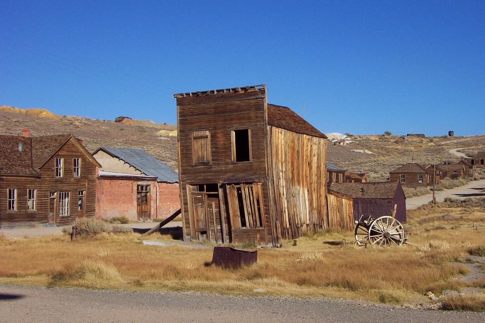 ruined wooden house in the village