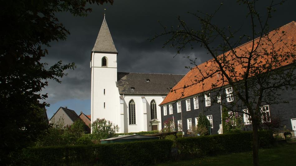 white monastery church buildings