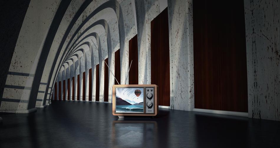 old TV in the hallway