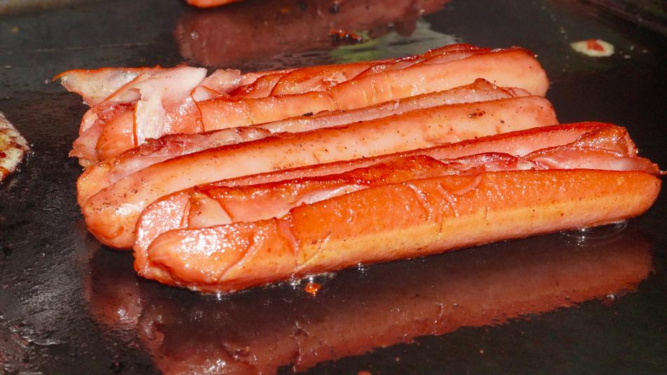 fried sausages sliced