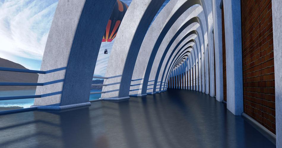 the swirling interior of the building
