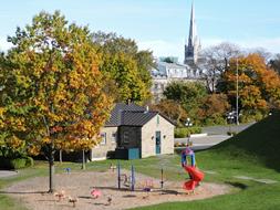 autumn building with a building