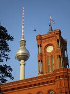 Tv Tower Red Town Hall Clock