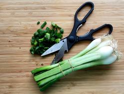 sliced onions with scissors