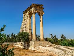 the columns are high blue sky