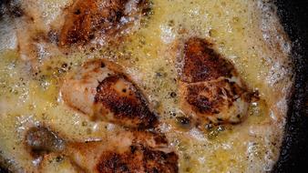 fried chicken in cheese sauce