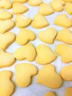 Sweet crispy cookies in the shape of hearts