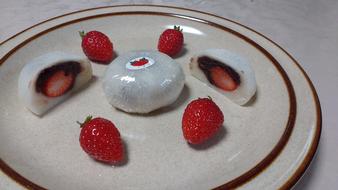delicious dessert with strawberries on a plate