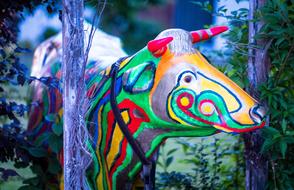 Painted cow statue