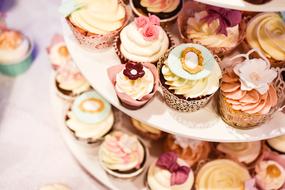 cream cakes on the service