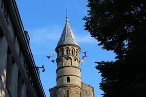 flag tower against the sky