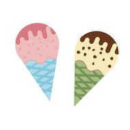 sweet ice cream in a waffle cone drawing