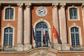 flags in front of the building